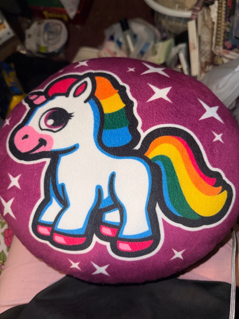 Beautiful Unicorn Round Plush Pillow 12x12”! (New)